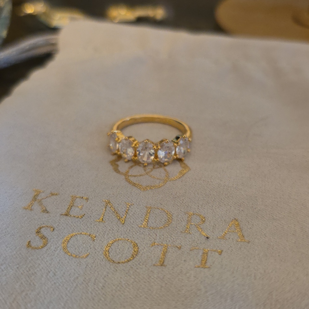Cailin Gold Crystal Band Ring in White CZ - Picture 3 of 4